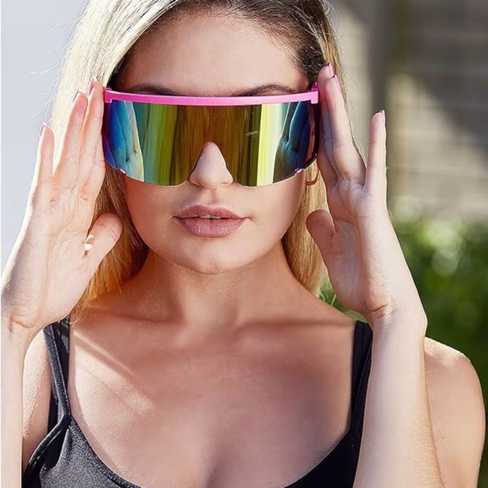 Pink Oversized Sunglasses with Multicolor Lens